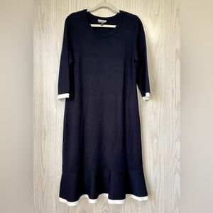 Allison Brittney Ruffled Hem Sweater Dress Black and white Size M EUC